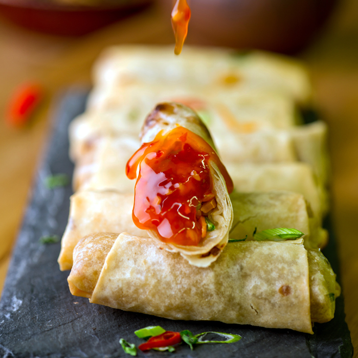 sauce-egg-roll-1 Sauce dripping on egg roll
